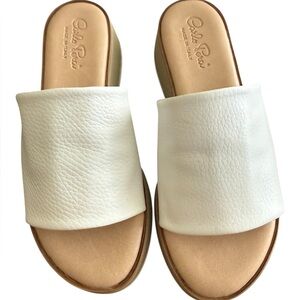 Carlo Peri Italian White Leather Mules Rubber Soles New